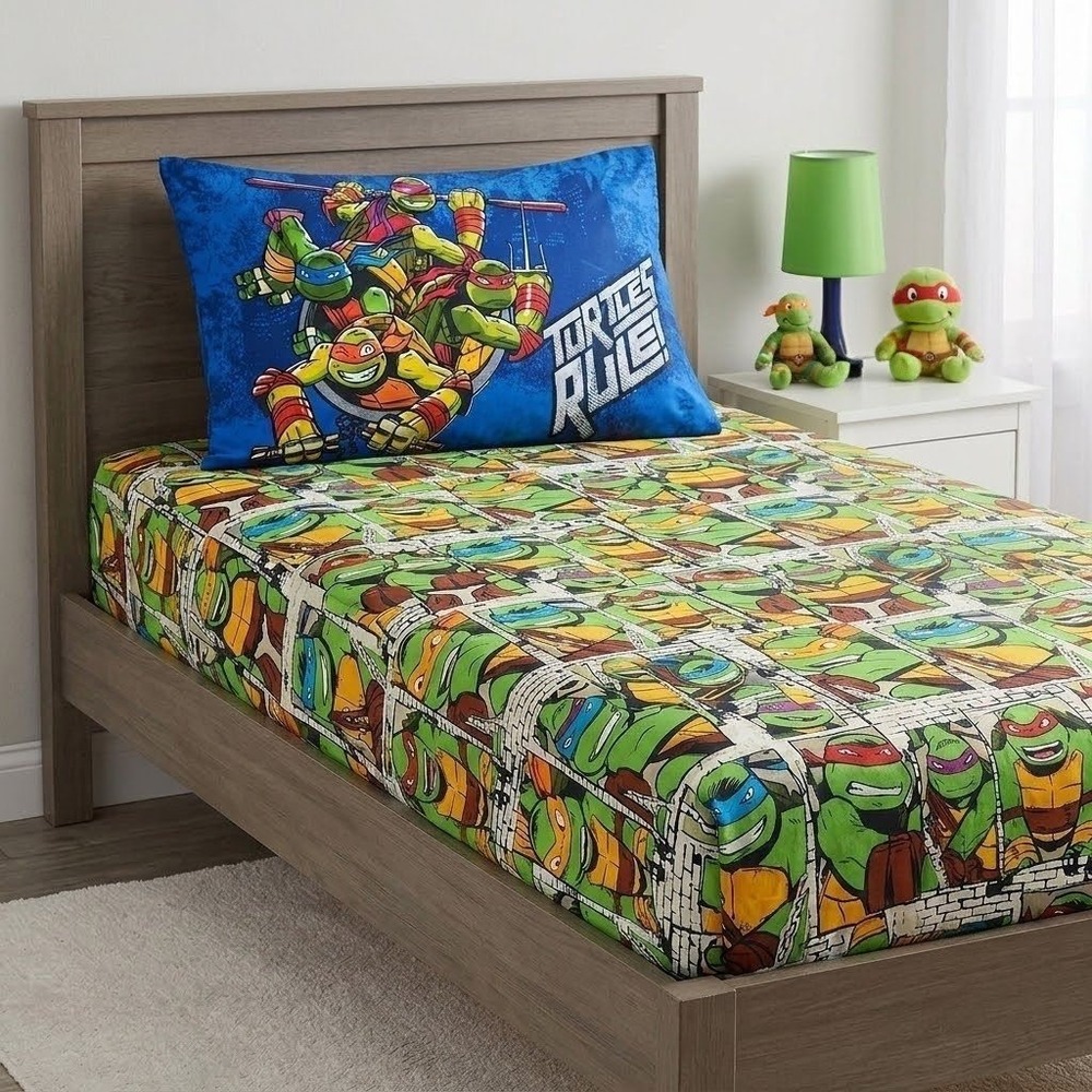 Teenage Mutant Ninja Turtle Fitted Sheet Twin Size + Pillow Case 2013 Bedding